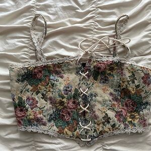 Cider Floral Lace-Up Camisole